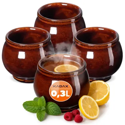 vrčki za kuhano vino, komplet 4 vrčkov iz kamnite keramike, 300 ml