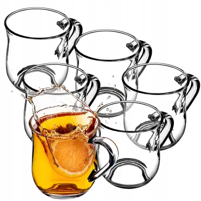 Kozarci za kavo in čaj, 320 ml steklena skodelica z ročajem, komplet 6 kozarcev