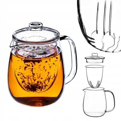 stekleni čajnik 600 ml vložek z infuzerjem zeliščni infuzer