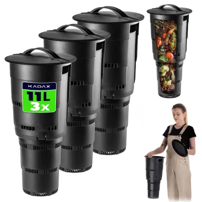 Vrtni kompostnik, podzemni, 3x 11L, posoda za biološke odpadke, kompostno gnojilo