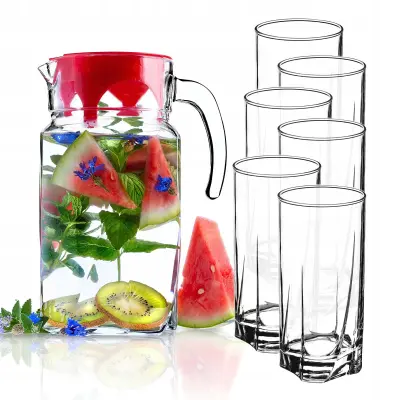 steklen vrč za pijače 1,7 l + 6 kozarcev za sokove po 380 ml