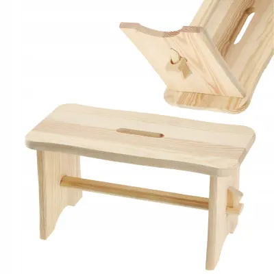 Leseni kuhinjski stolček 39 cm Masivna platforma Ryczka