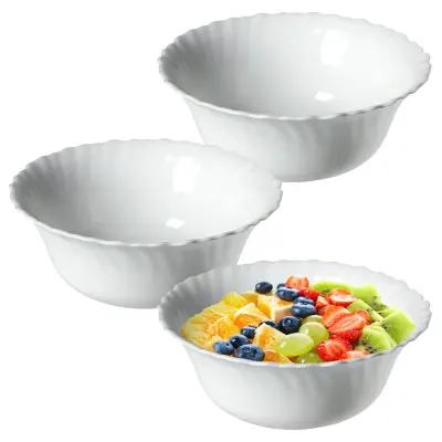 3x Steklena solatna skleda Skleda za solato Skleda za prigrizke Bela 17,5 cm