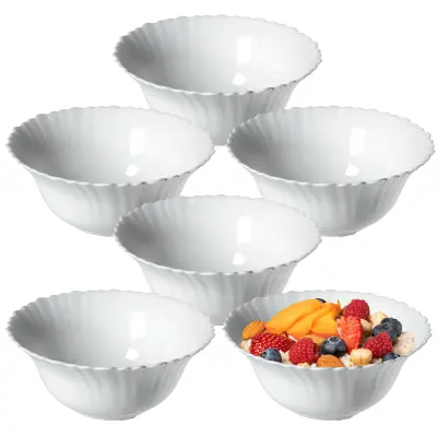 6x Steklena solatna skleda Skleda za solato Skleda za prigrizke Bela 16 cm