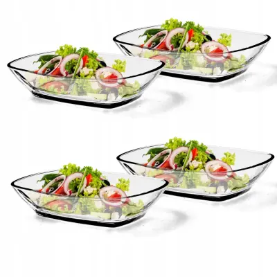 Steklena solatna skleda Shoulder 230 ml Preproste sklede Set 4 kosov