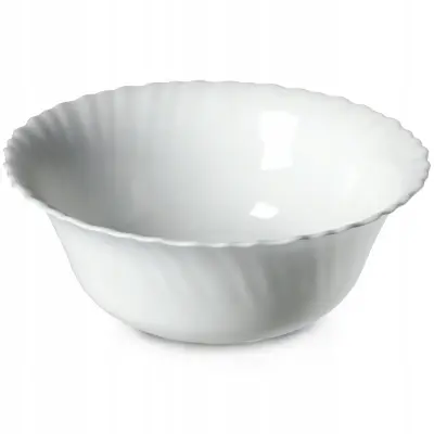 Steklena solatna skleda za prigrizke, solato, sadje 21 cm Bela skleda