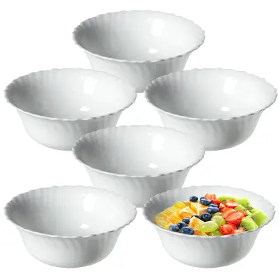 6x Steklena solatna skleda Skleda za solato Skleda za prigrizke Bela 17,5 cm