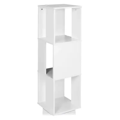 Rotirajoča knjižna polica, 34x34x108 cm, bela MDF, oblikovanje za varčevanje s prostorom