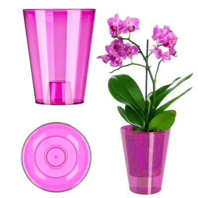 Cvetlični lonec za orhideje Plastični cvetlični lonec roza 12 cm