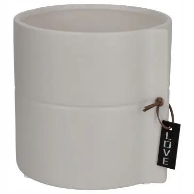 Keramični cvetlični lonec, cvetlični lonec, okrogel siv, 13 cm