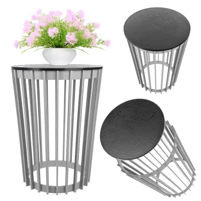 Okrogla klubska mizica, siva, majhna, podstrešna vrtna košara za balkon, odprtina 54 cm