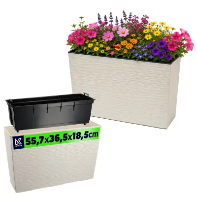cvetlični lonec visok + vložek 19x56 cm krem terasa