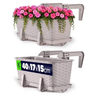 balkonski lonec za rože s stojalom 40 cm + ročaji