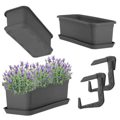 Balkonski lonec 40 cm, stojalo za cvetlične lončke, ročaji, balkon