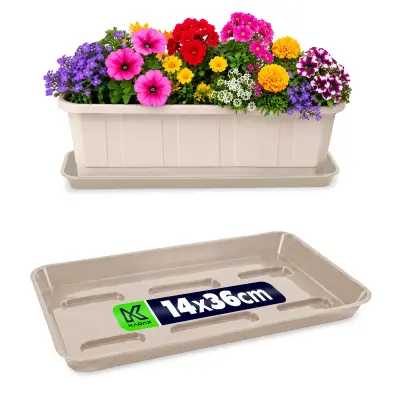 Stojalo za cvetlične lončke 40 cm, balkonsko korito, plastični pladenj
