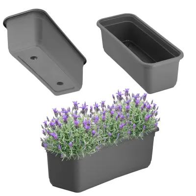 Balkonski lonec 40 cm Cvetlični lonec Balkonsko stojalo za rože Antracit