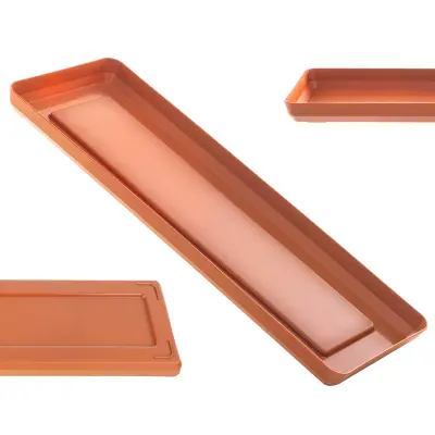 Stojalo za cvetlični lonček 40 cm pravokotni pladenj opečnato rdeča plastika