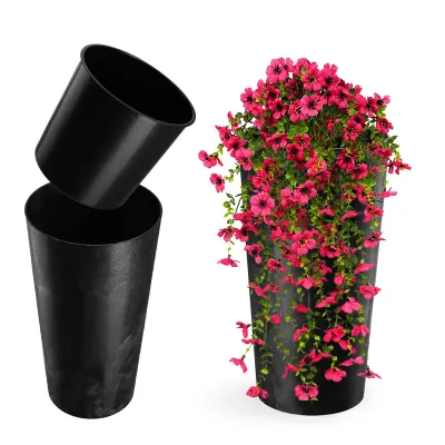 cvetlični lonec 36 cm pokrov z vložkom plastični cvetlični lonec črne barve