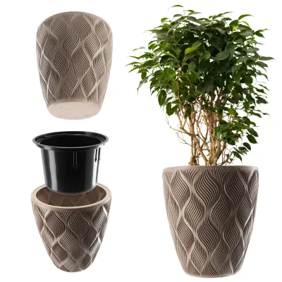 cvetlični lonec z vložkom 42 cm pokrov za cvetlični lonec plastika visok