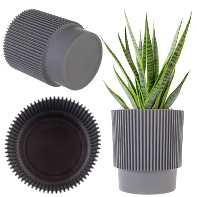 cvetlični lonec 17 cm pokrov za rastline plastični cvetlični lonec siv