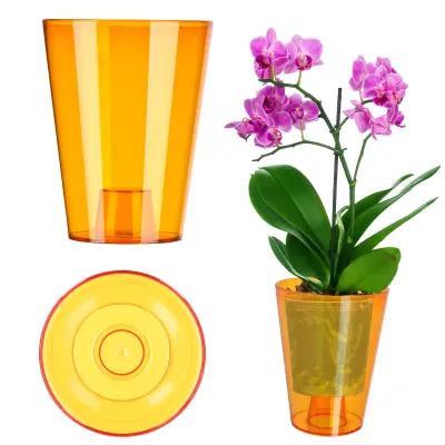 Cvetlični lonec za orhideje Plastični lonec oranžen 12 cm