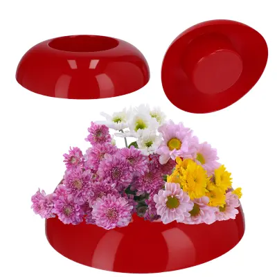 Pokrov za cvetlični lonček za aranžmaje, kompozicije, okrasna podlaga, ikebana, rdeča 12 cm