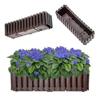 balkonski cvetlični lonec 58x18x16,5 cm rjave barve za balkon