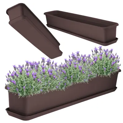 balkonski cvetlični lonec 80 cm s plastičnim stojalom, podolgovat