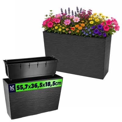 cvetlični lonec visok + vložek 19x56 cm grafitna terasa