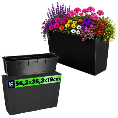 cvetlični lonec visok + vložek 19x56 sijaj črn vrt