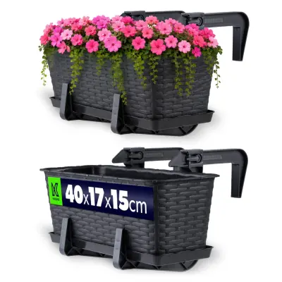 balkonski lonec za rože s stojalom 40 cm + ročaji