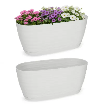 cvetlični lonec 27 cm ovalni plastični bel