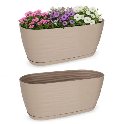 cvetlični lonec 27 cm ovalni plastični bež