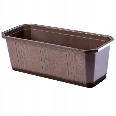 Balkonski lonec 40 cm Cvetlični lonec za balkon rjave barve