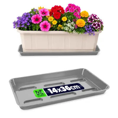 Stojalo za cvetlične lončke 40 cm, balkonsko korito, plastični pladenj
