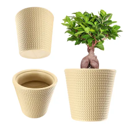 Okrogel plastični cvetlični lonec 40 cm bež