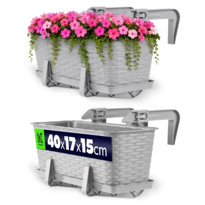 balkonski lonec za rože s stojalom 40 cm + ročaji