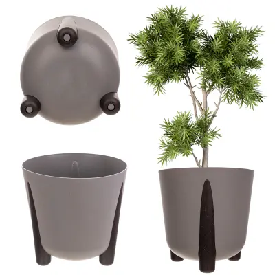 cvetlični lonec, pokrov za cvetlični lonec, plastika, moderno, sivo, 30 cm
