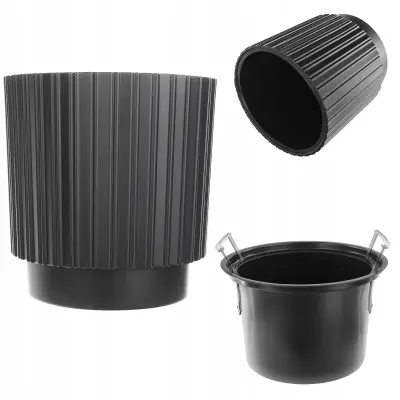cvetlični lonec 30 cm pokrov z vložkom črn plastični cvetlični lonec
