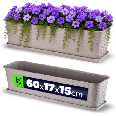 balkonski cvetlični lonec s stojalom 60 cm karamelne barve