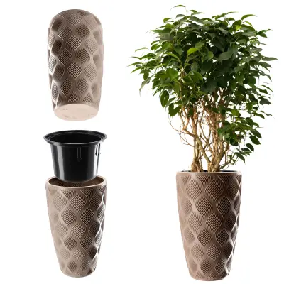 cvetlični lonec z vložkom 48 cm pokrov za cvetlični lonec plastika visok