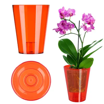 Cvetlični lonec za orhideje Plastični cvetlični lonec Rdeč Strong 12 cm