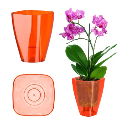 Cvetlični lonec za orhideje Plastični cvetlični lonec Rdeč Strong 13 cm