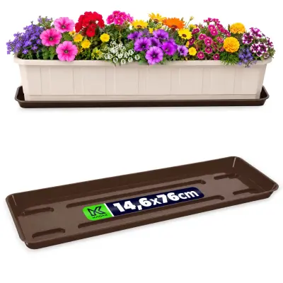 Stojalo za cvetlične lončke 80 cm, balkonsko korito, plastični pladenj