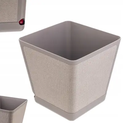 Prevleka za cvetlični lonček s stojalom, kvadratna, bež, vzorec blaga, 24 cm