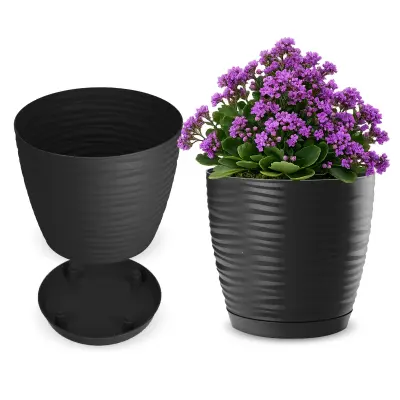 cvetlični lonec 17 cm okrogel plastični cvetlični lonec antracit