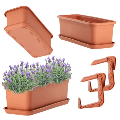 Balkonski lonec 40 cm, stojalo za cvetlične lončke, ročaji, balkon