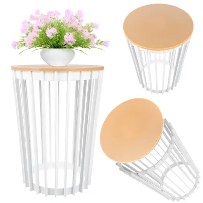 Okrogla klubska mizica, bela, majhna, podstrešna vrtna košara za balkon, odprtina 40 cm