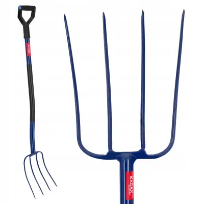 Vrtne vile s 4 kraki, kovinske, za kompost iz sena, 130 cm