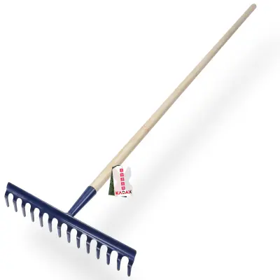Vrtne grablje za travo z lesenim ročajem, 150 cm, kaljene grablje, 14 zob